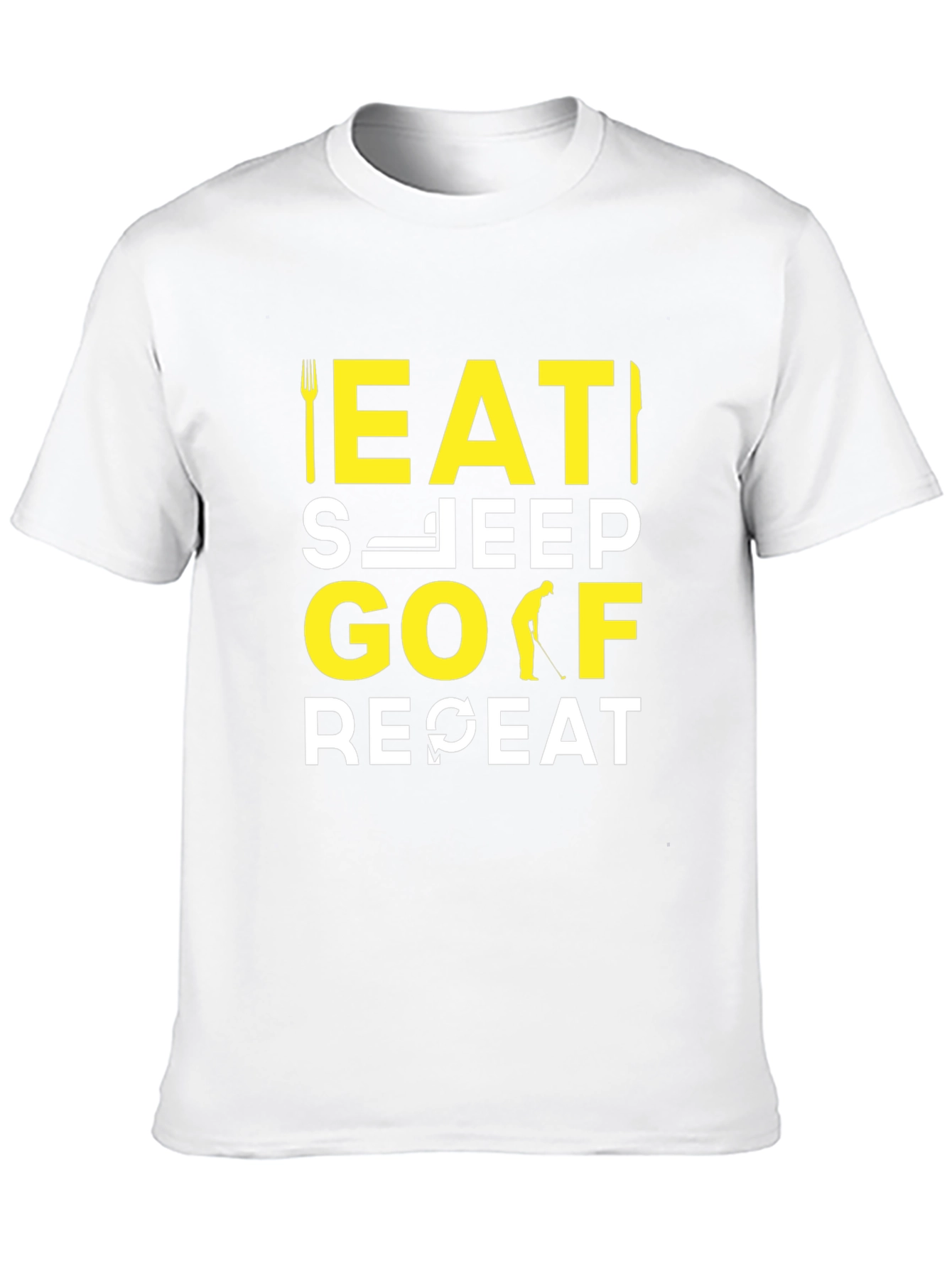 Eat Sleep Golf Repeat T-Shirt | Funny Golfer Tee
