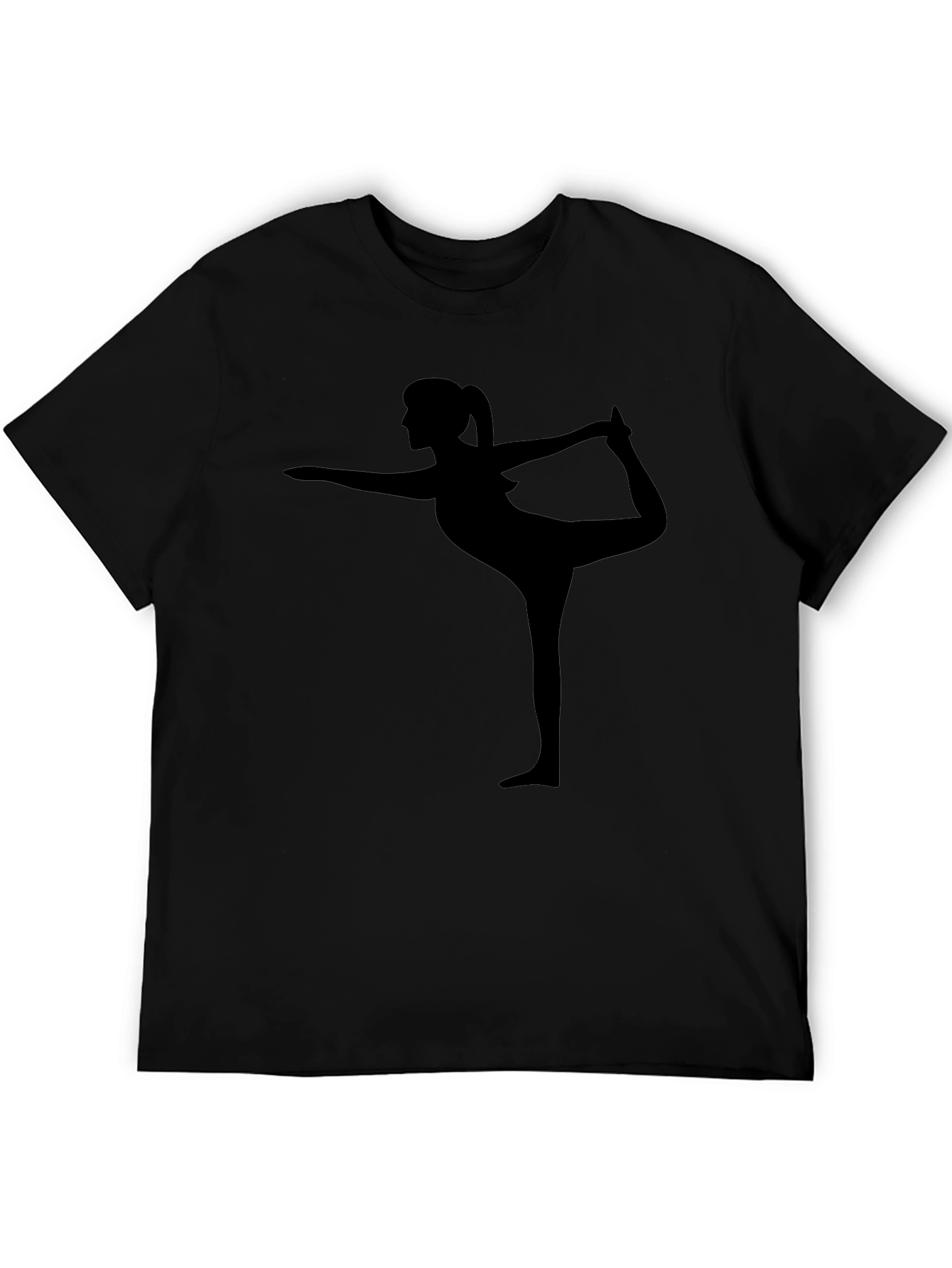 Yoga Pose Graphic Tee - Black Cotton Shirt