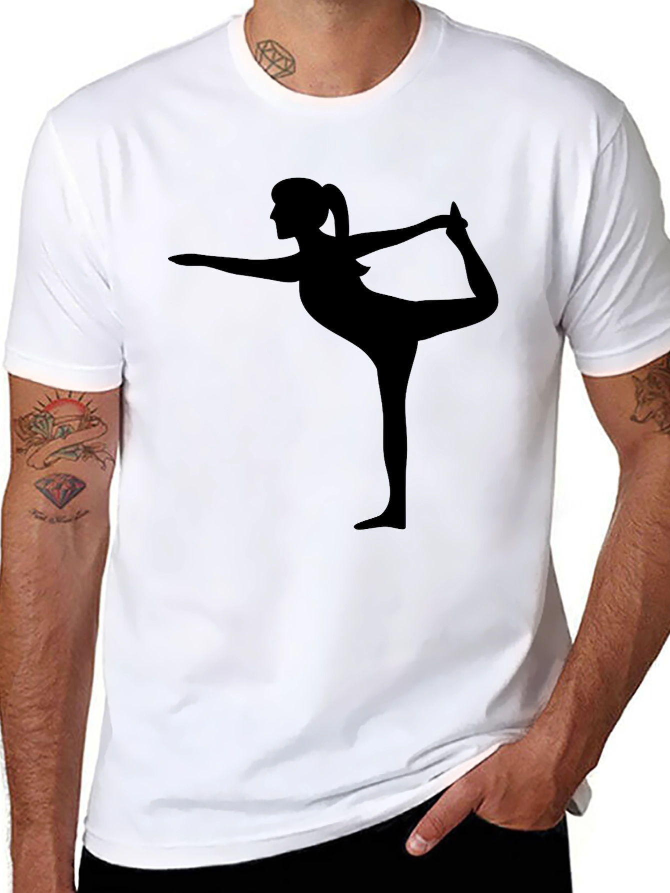 Yoga Pose Graphic Tee - Black Cotton Shirt
