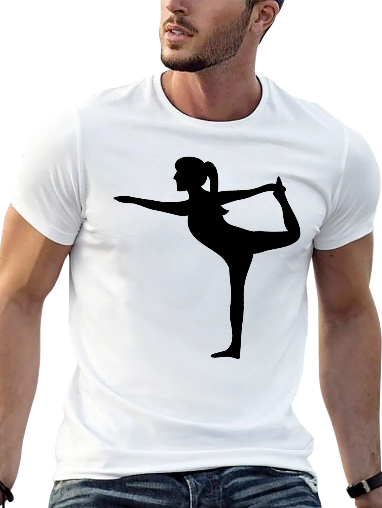 Yoga Pose Graphic Tee - Black Cotton Shirt