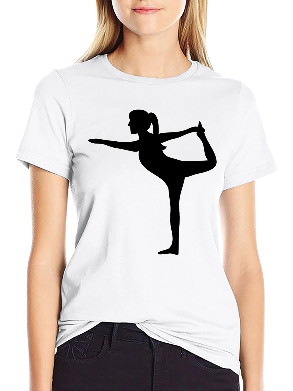 Yoga Pose Graphic Tee - Black Cotton Shirt