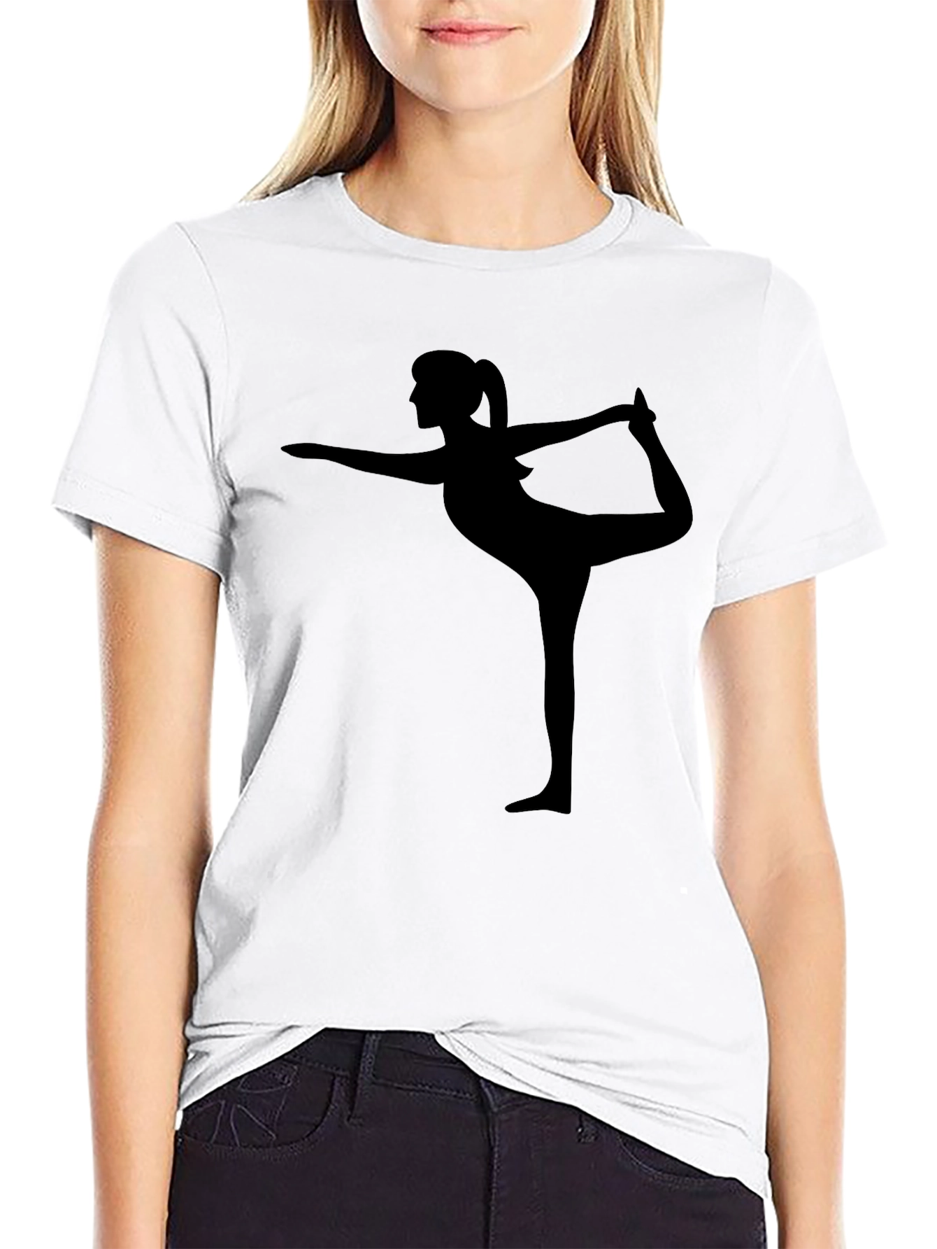 Yoga Pose Graphic Tee - Black Cotton Shirt