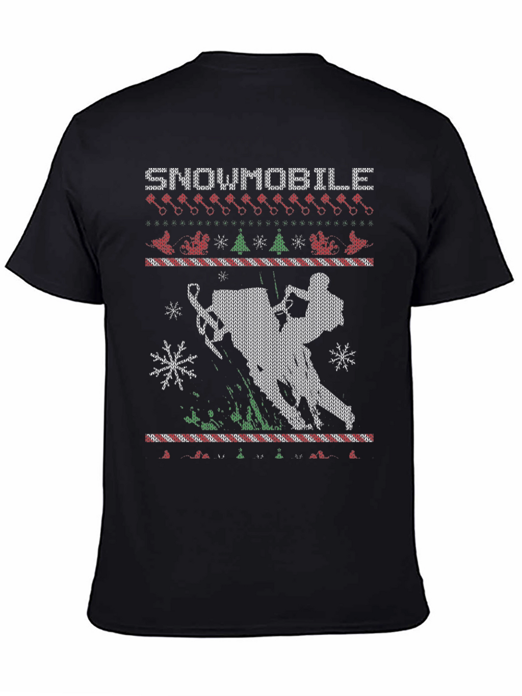 Snowmobile Ugly Christmas Sweater Style T-Shirt