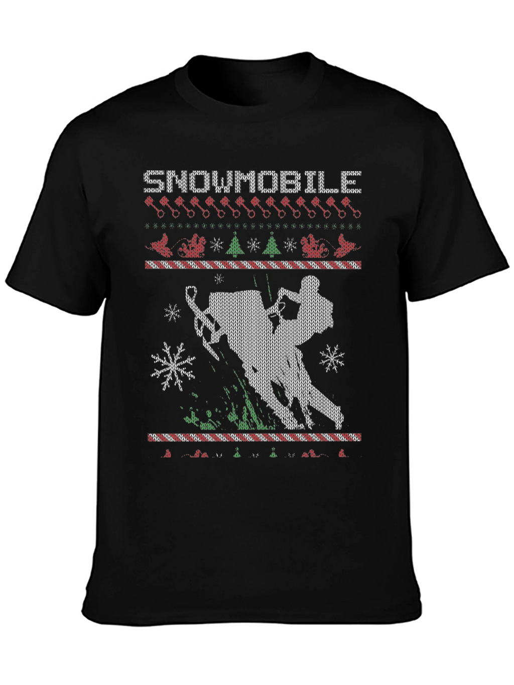 Snowmobile Ugly Christmas Sweater Style T-Shirt