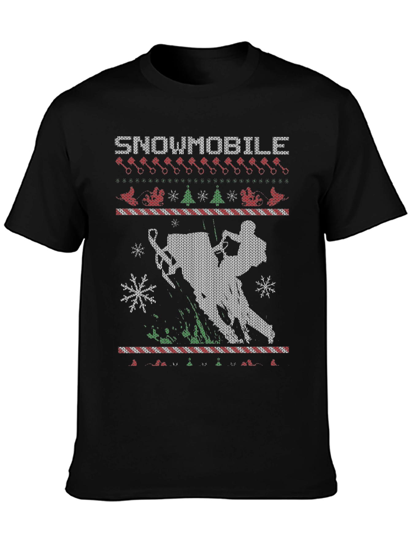 Snowmobile Ugly Christmas Sweater Style T-Shirt