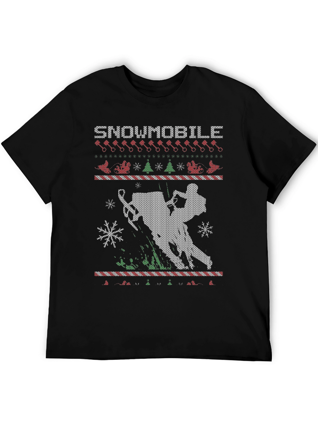 Snowmobile Ugly Christmas Sweater Style T-Shirt