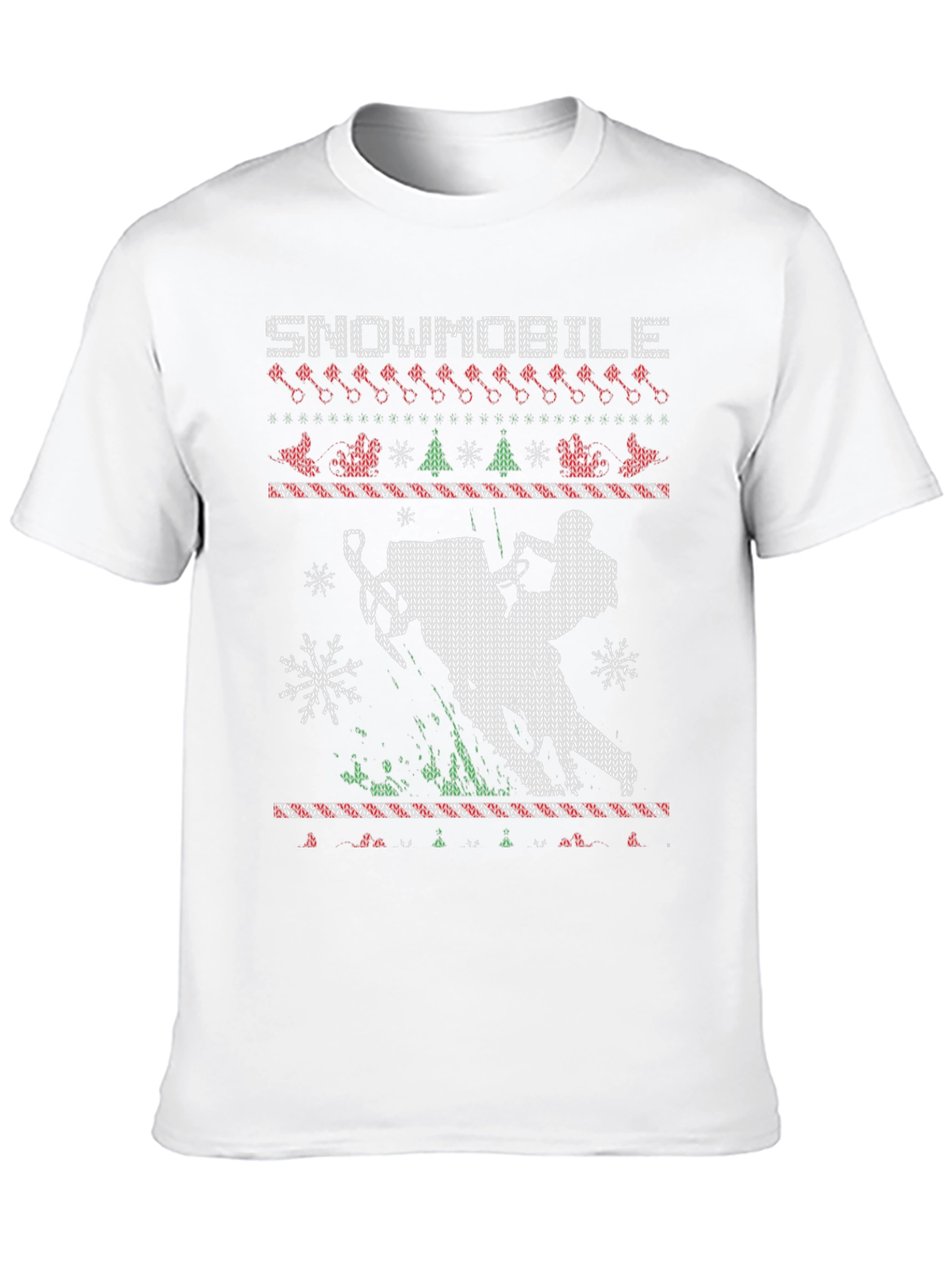Snowmobile Ugly Christmas Sweater Style T-Shirt