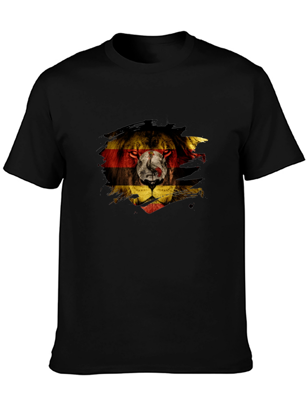 Uganda Flag Lion Graphic Tee - Black