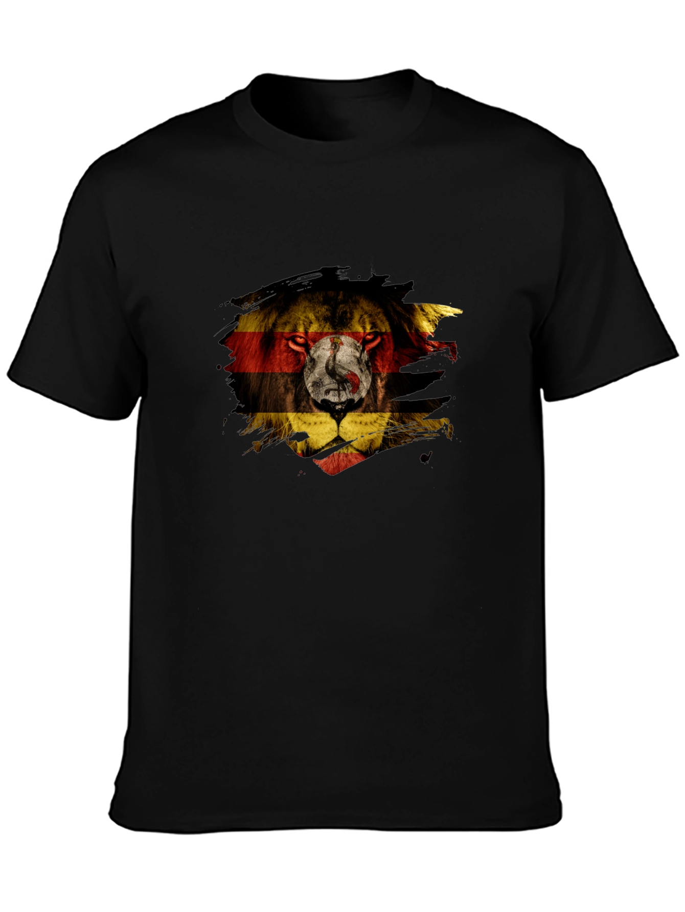 Uganda Flag Lion Graphic Tee - Black