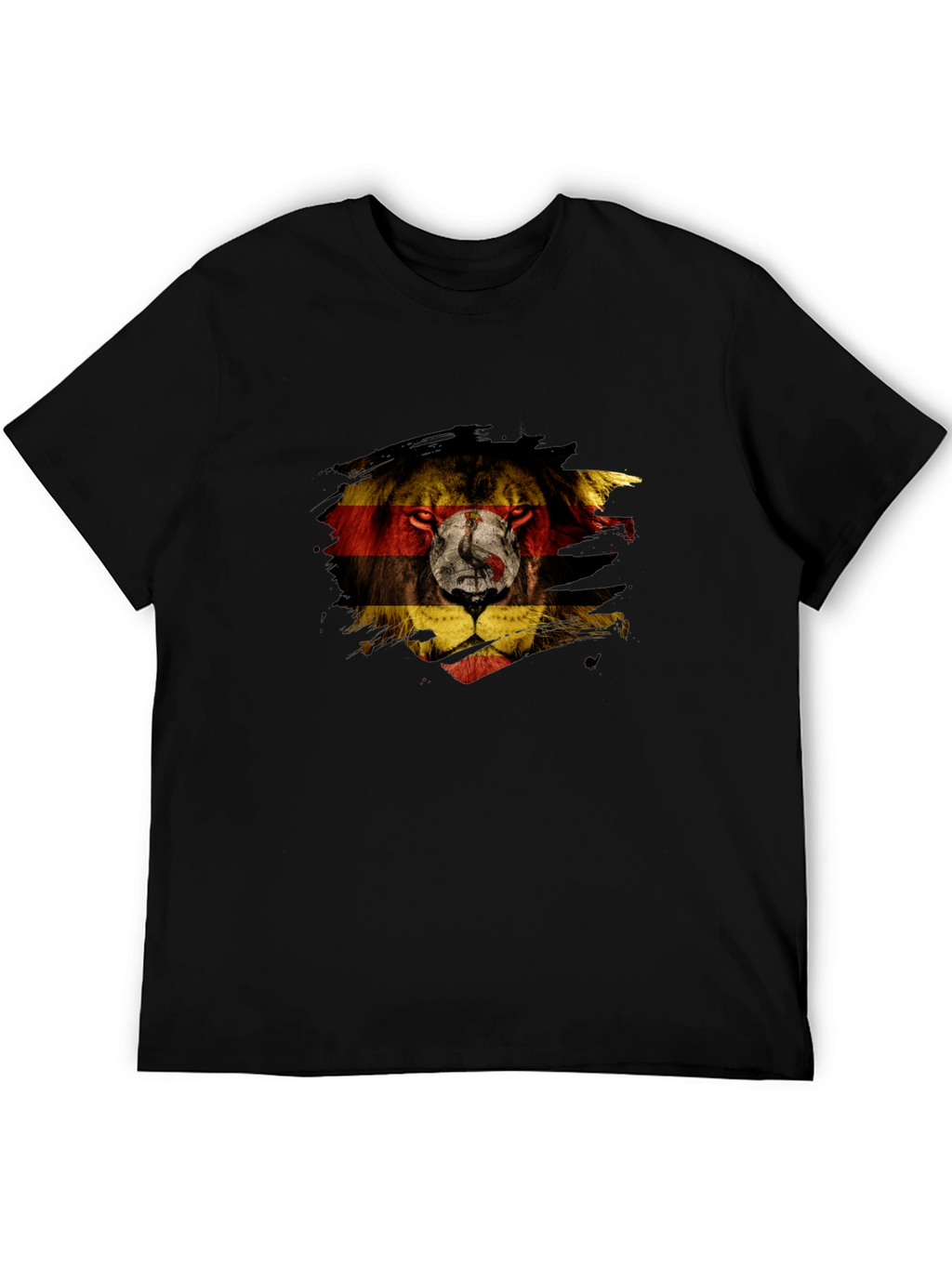 Uganda Flag Lion Graphic Tee - Black