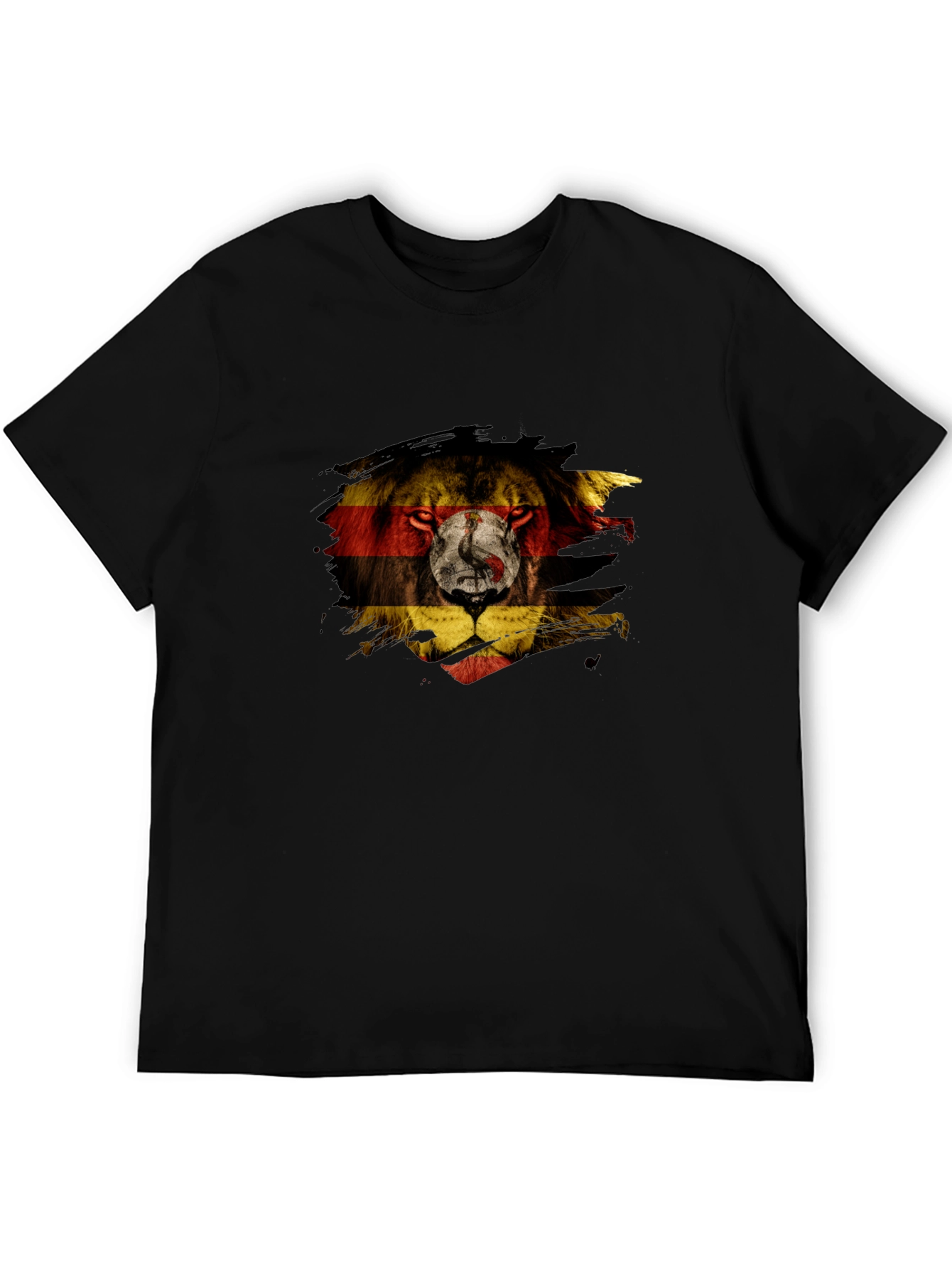 Uganda Flag Lion Graphic Tee - Black