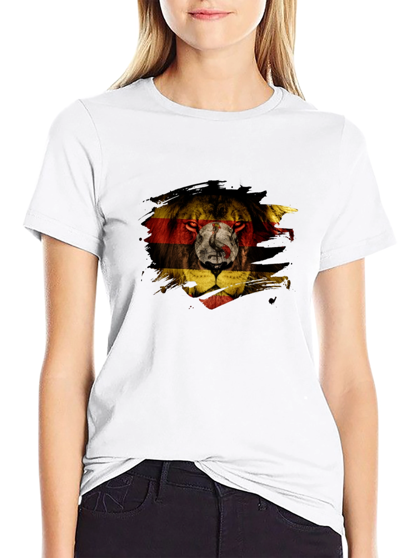 Uganda Flag Lion Graphic Tee - Black