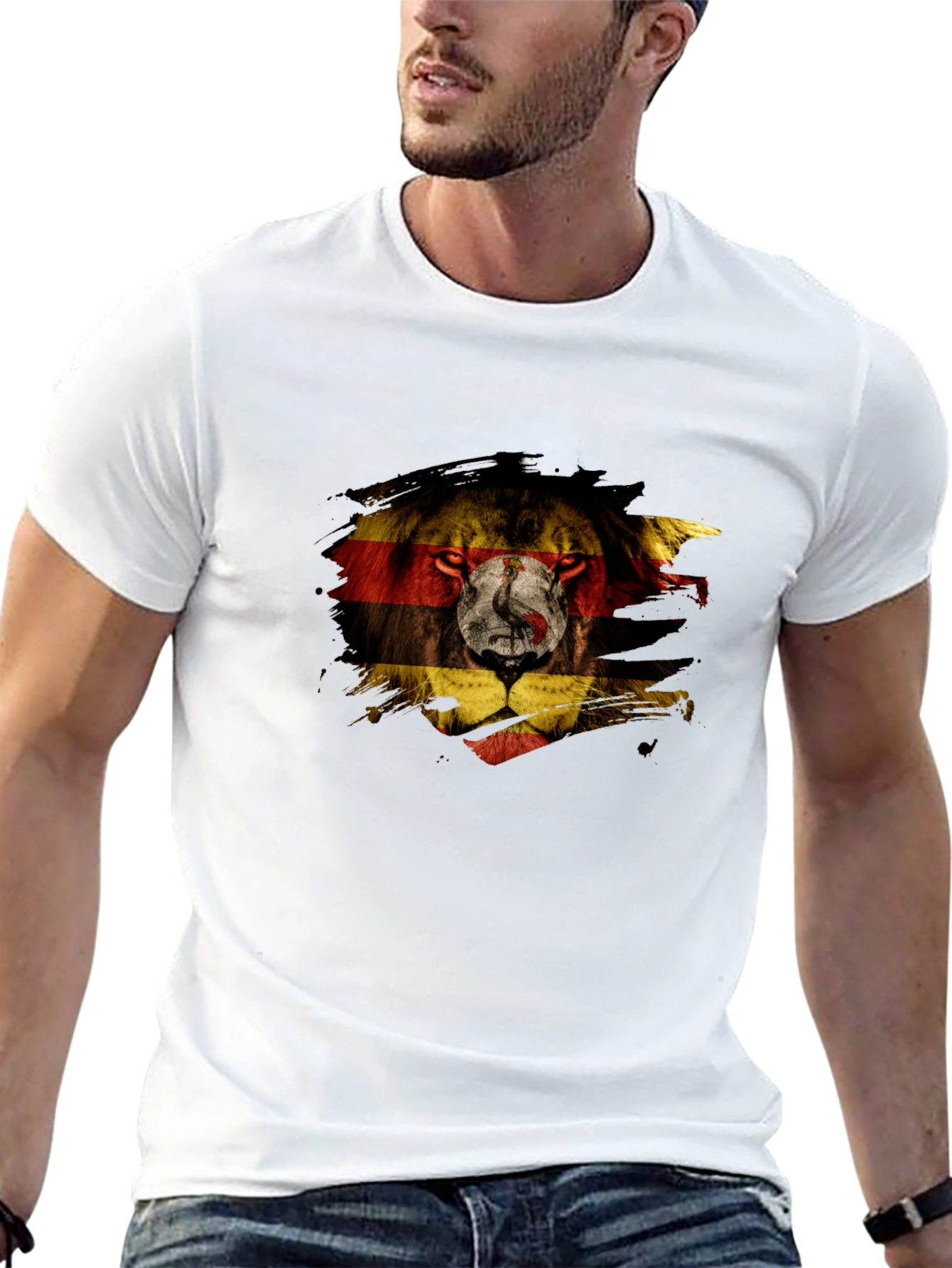 Uganda Flag Lion Graphic Tee - Black