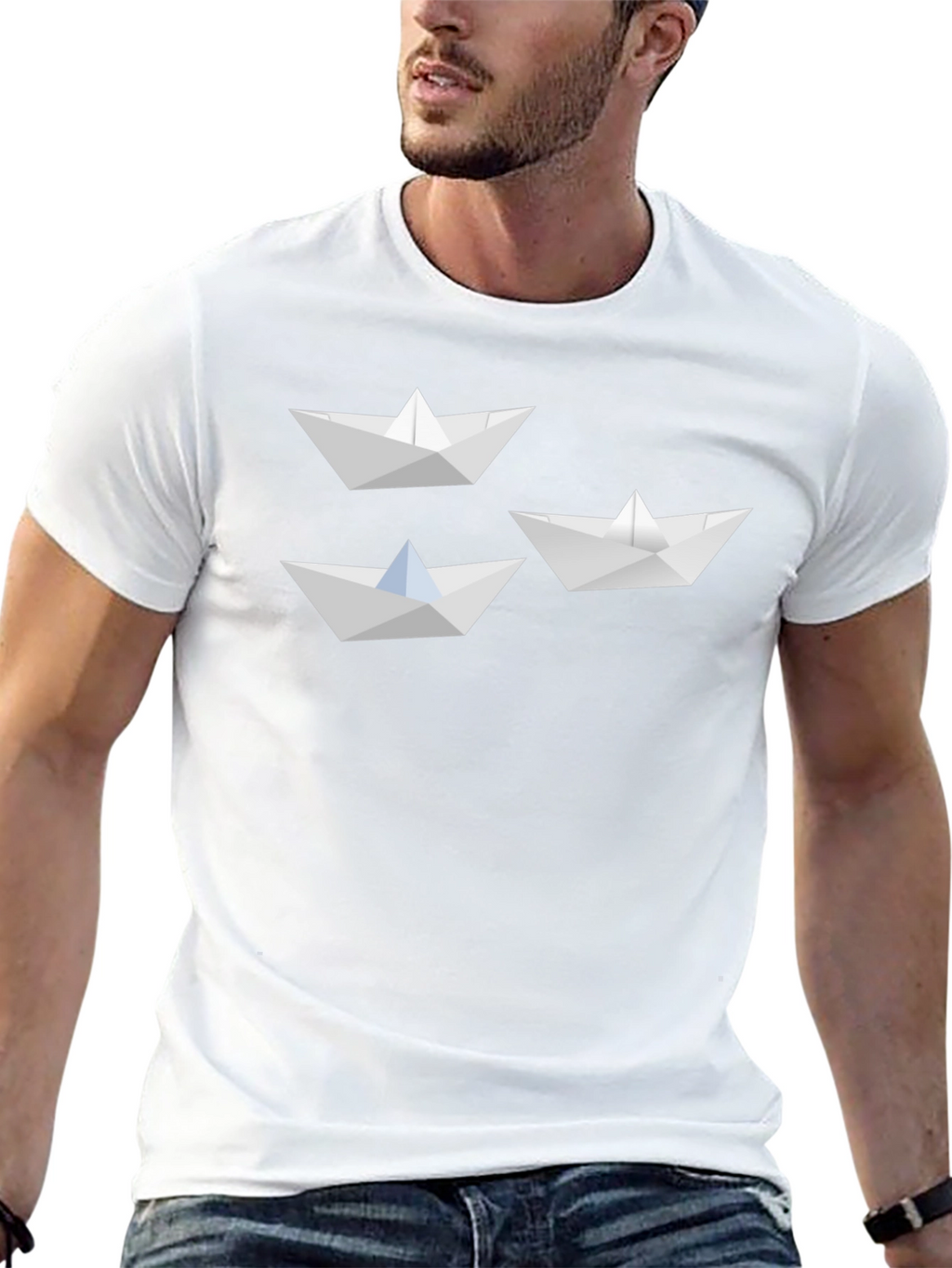 Paper Boat Graphic Tee - Black Cotton Blend