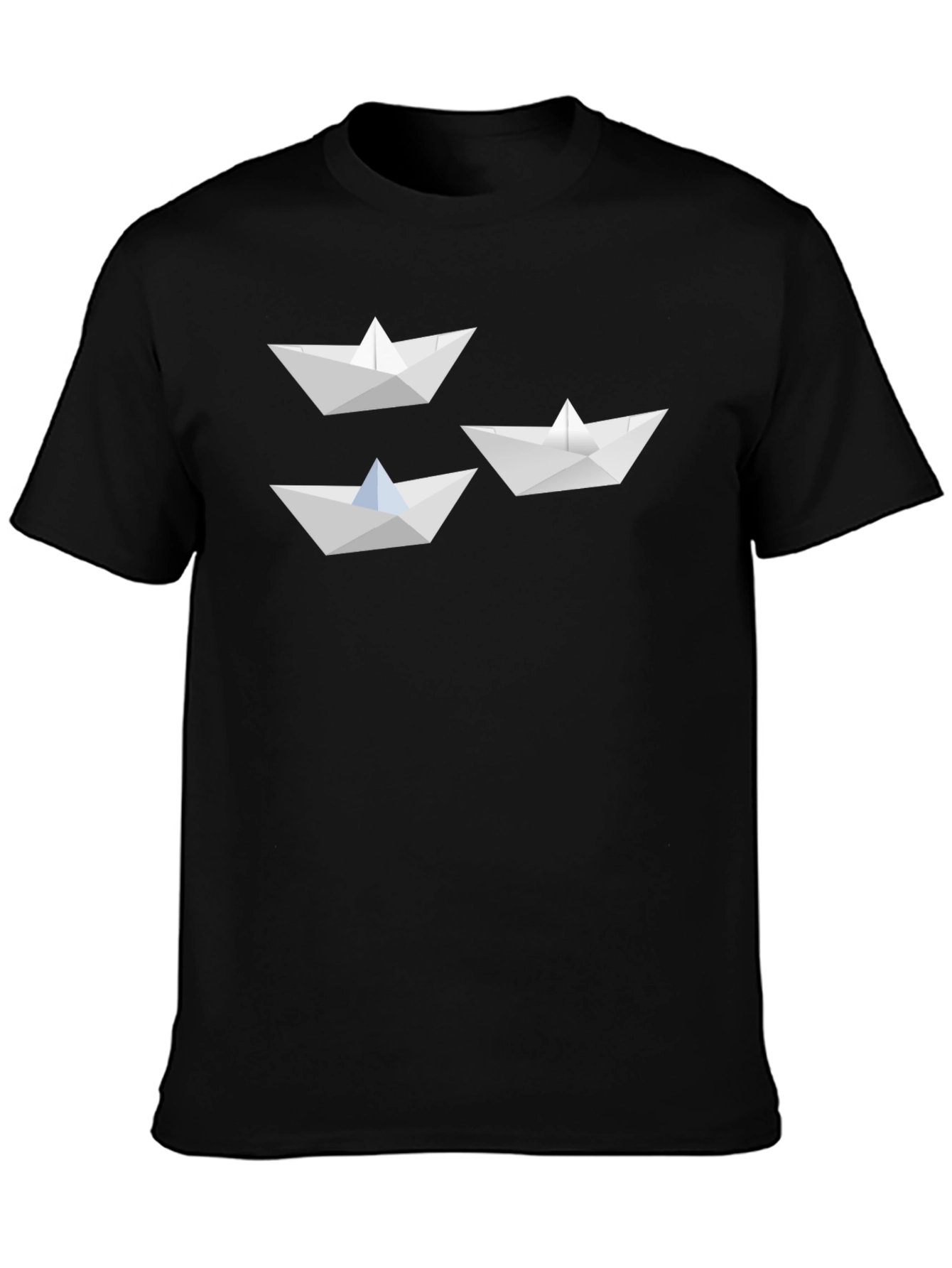 Paper Boat Graphic Tee - Black Cotton Blend