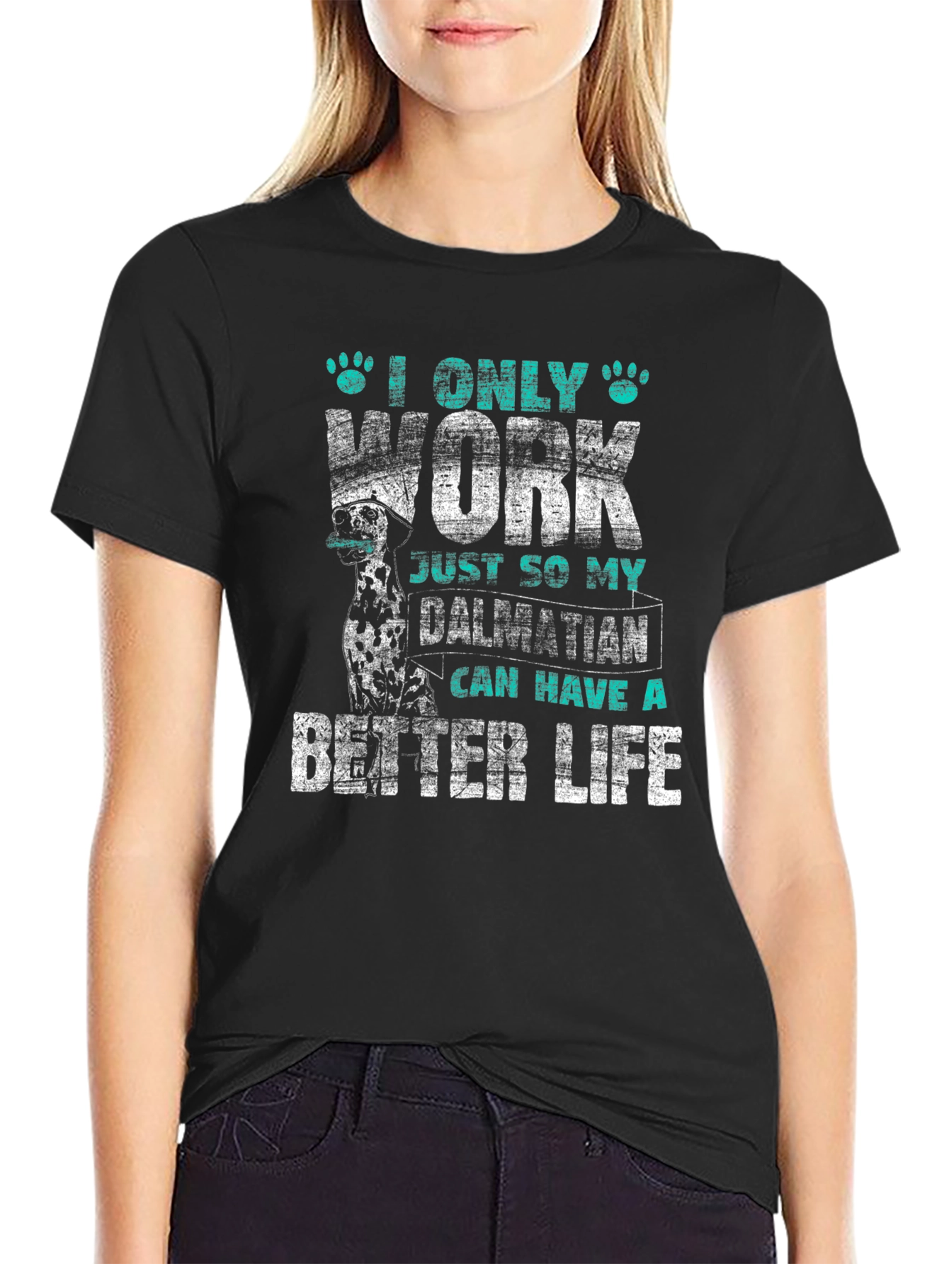 Dalmatian Lover T-Shirt – “I Work for My Dog” Funny Graphic Tee