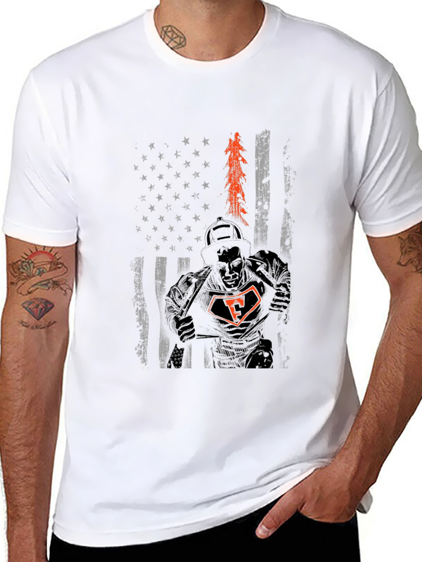 Firefighter American Flag T-Shirt