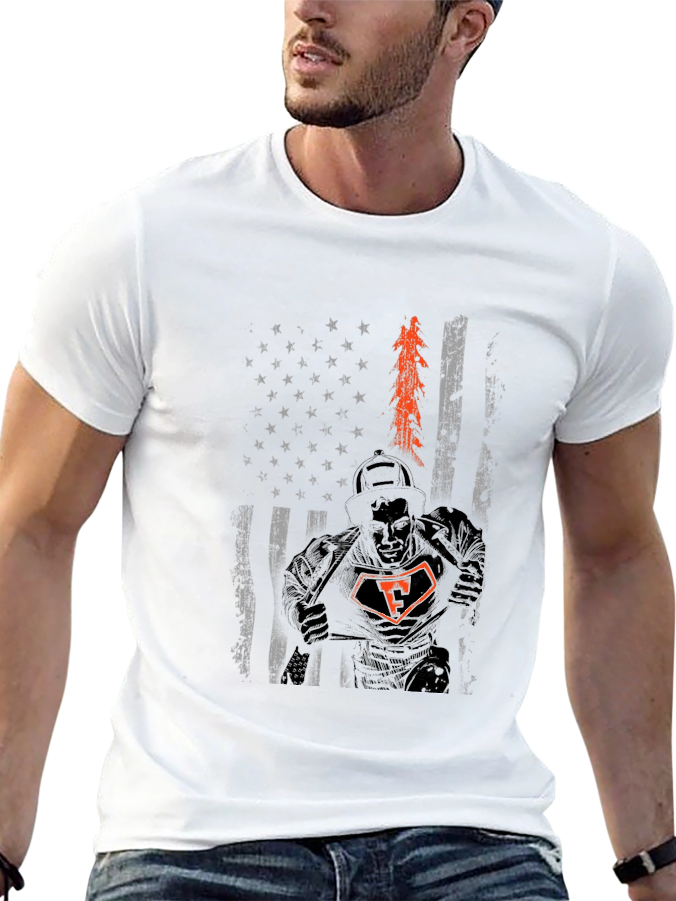 Firefighter American Flag T-Shirt