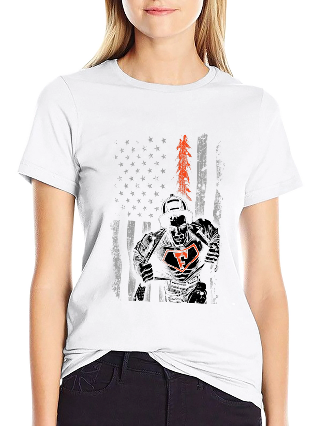 Firefighter American Flag T-Shirt