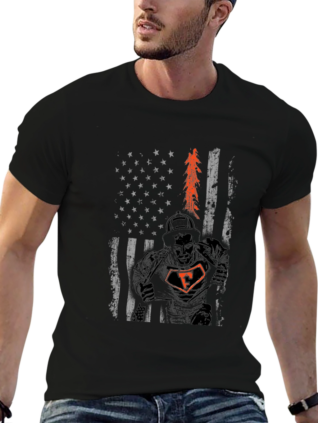 Firefighter American Flag T-Shirt