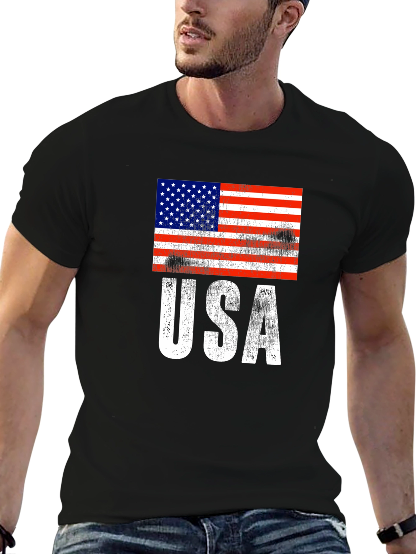 USA Flag Graphic Print Tee - Patriotic Apparel