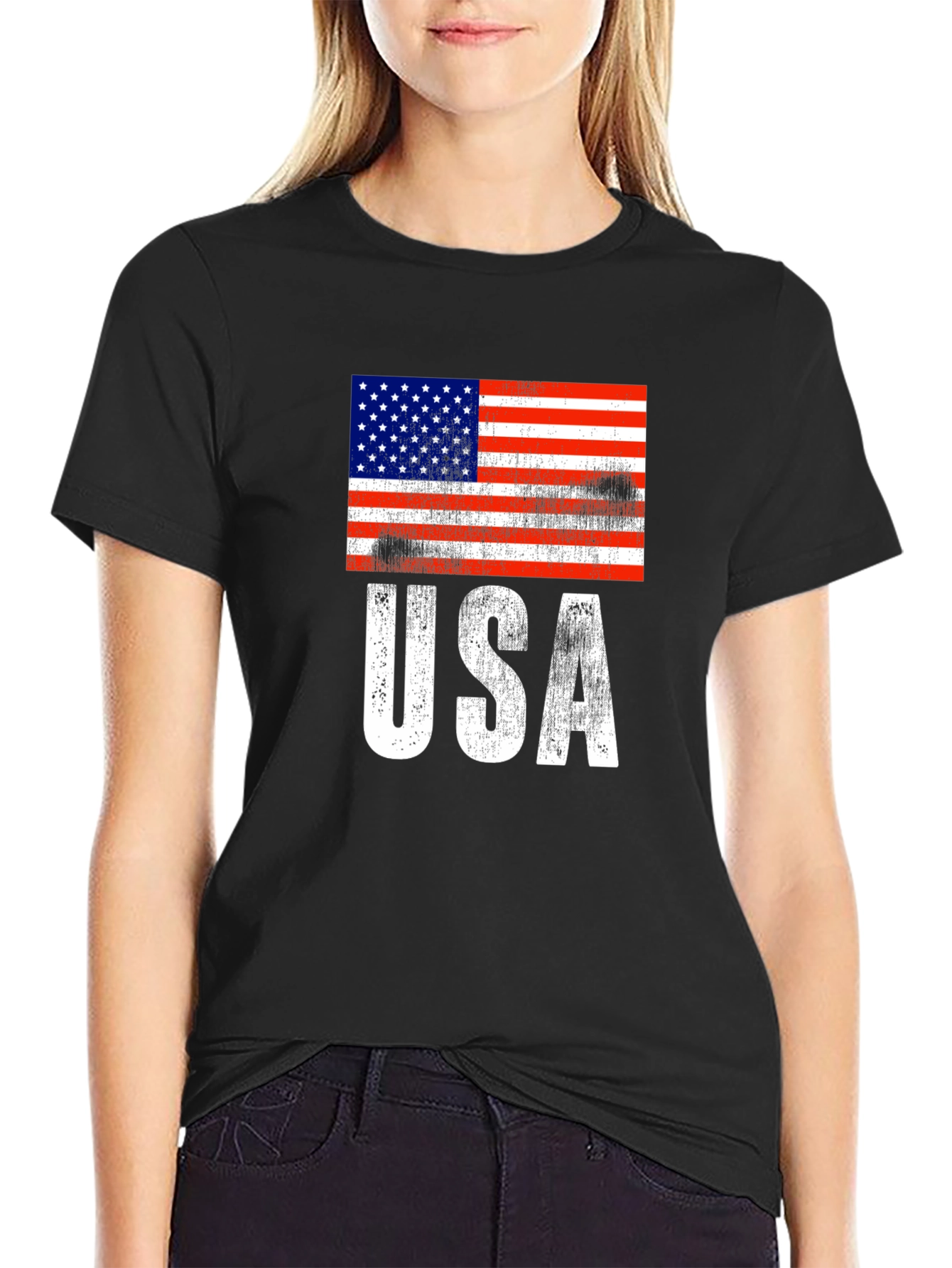 USA Flag Graphic Print Tee - Patriotic Apparel