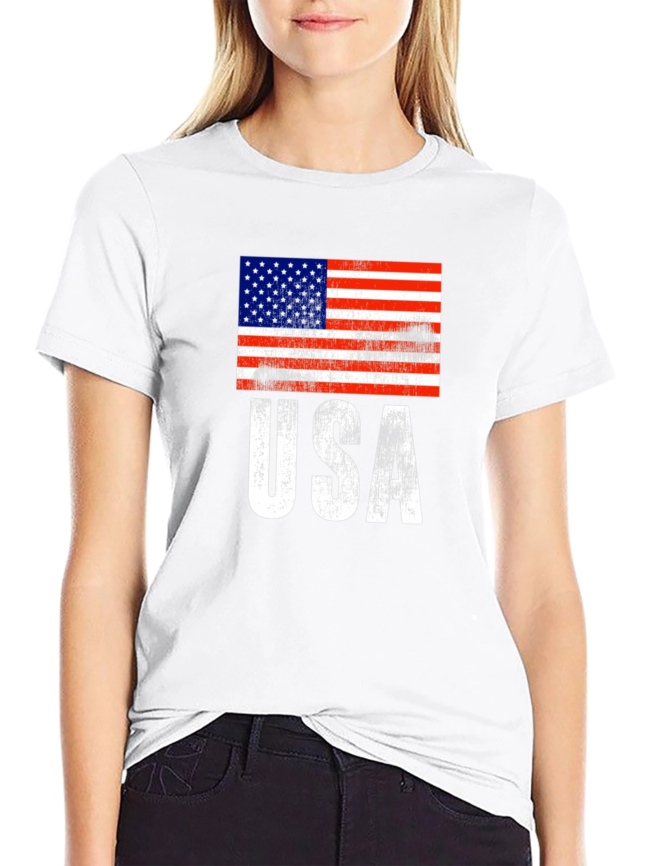 USA Flag Graphic Print Tee - Patriotic Apparel
