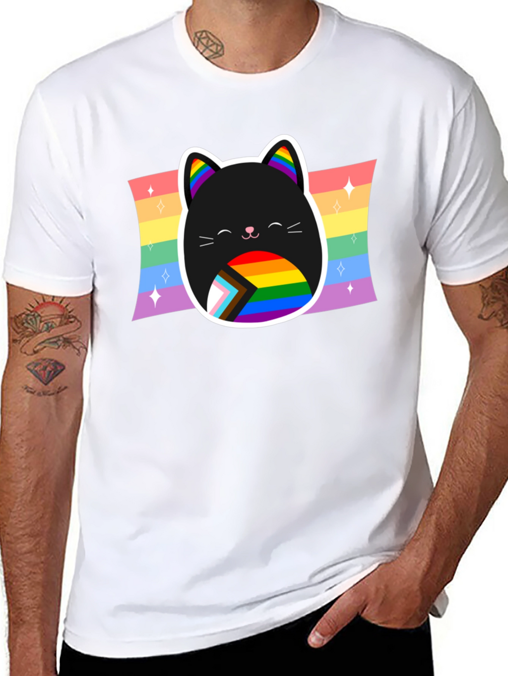 Pride Cat T-Shirt: Rainbow LGBTQ+ Support Tee