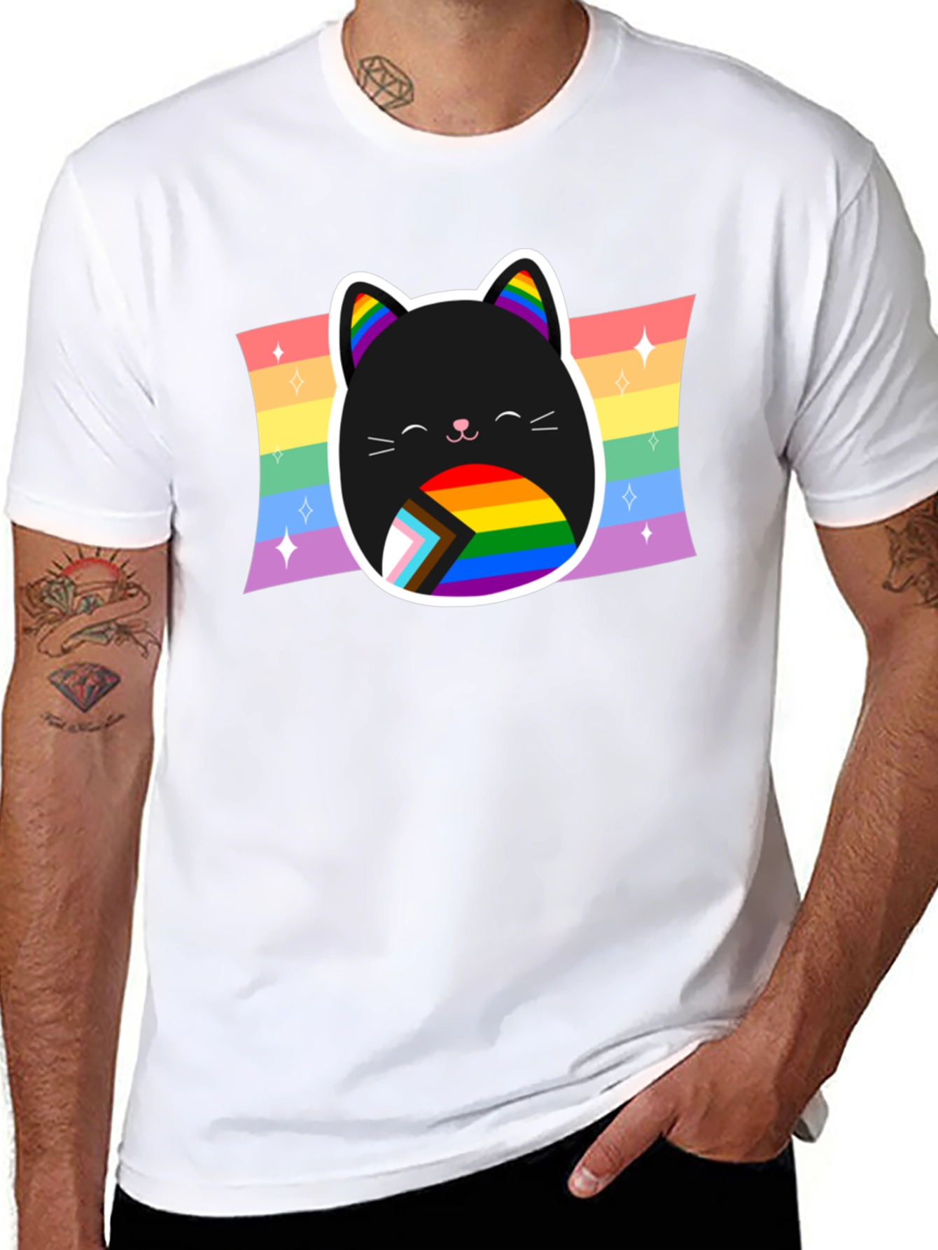 Pride Cat T-Shirt: Rainbow LGBTQ+ Support Tee