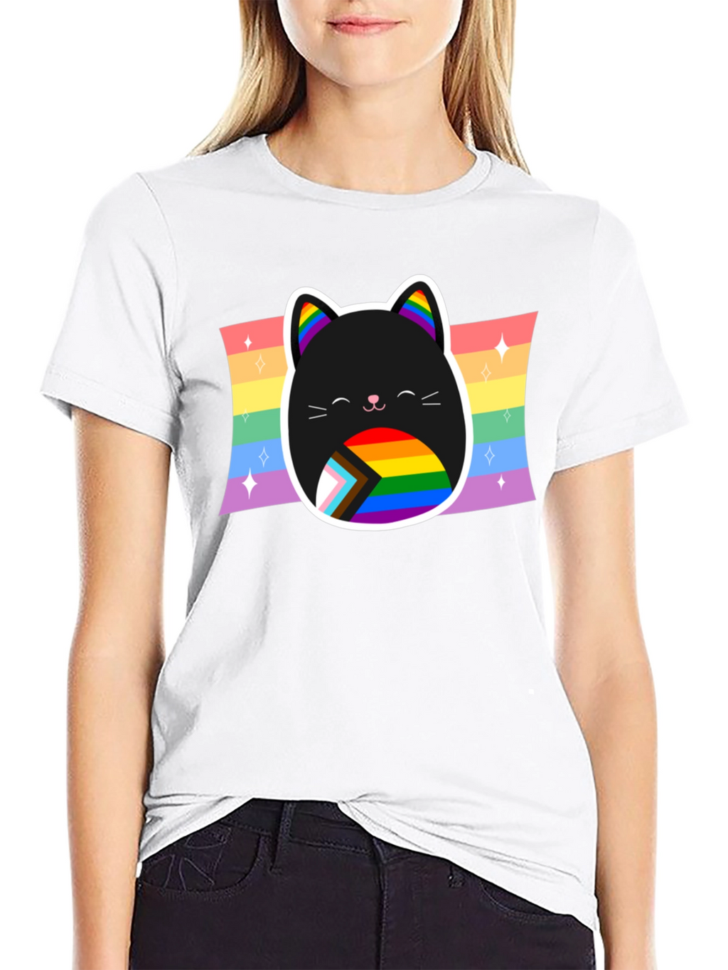 Pride Cat T-Shirt: Rainbow LGBTQ+ Support Tee