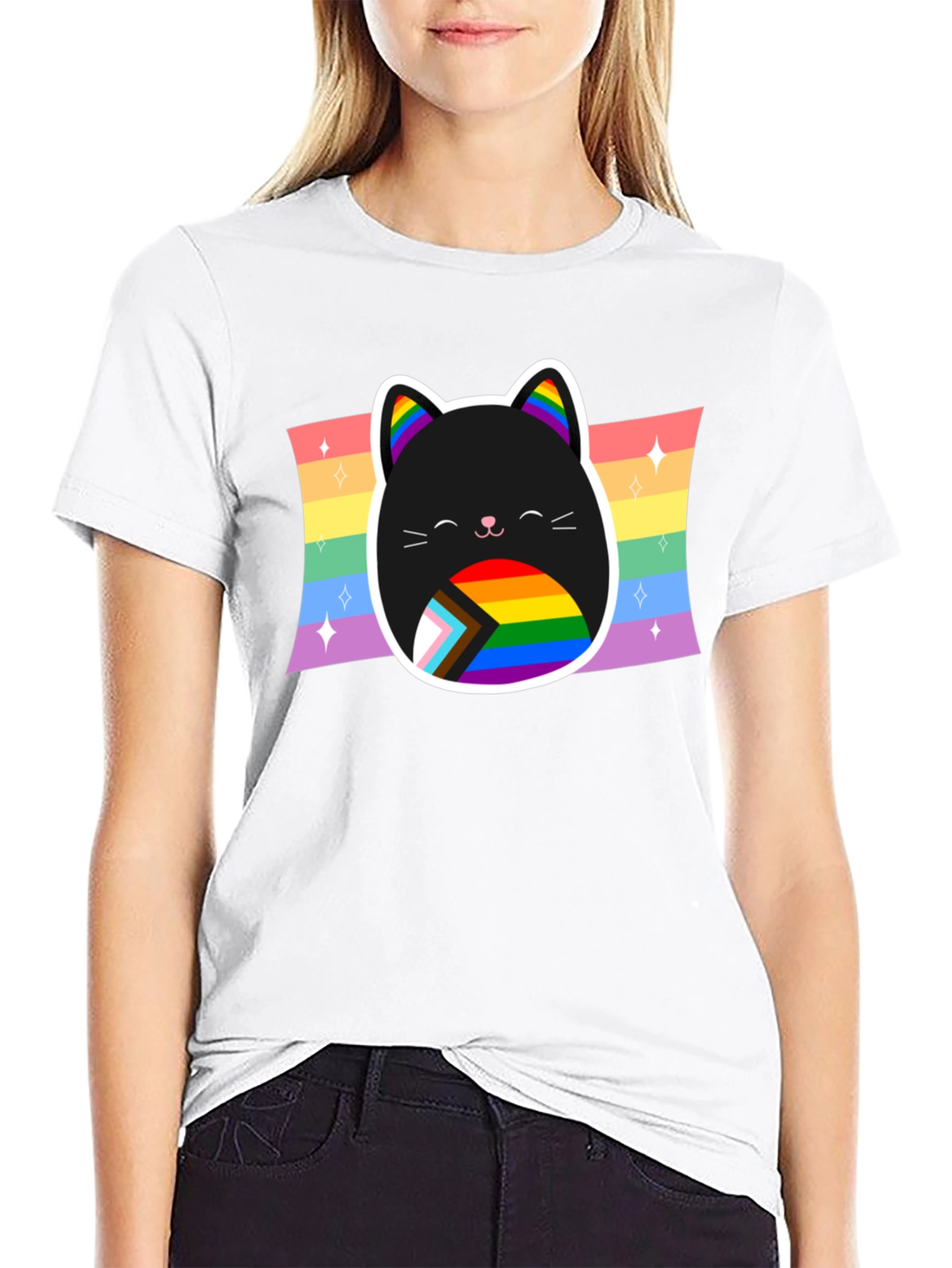 Pride Cat T-Shirt: Rainbow LGBTQ+ Support Tee