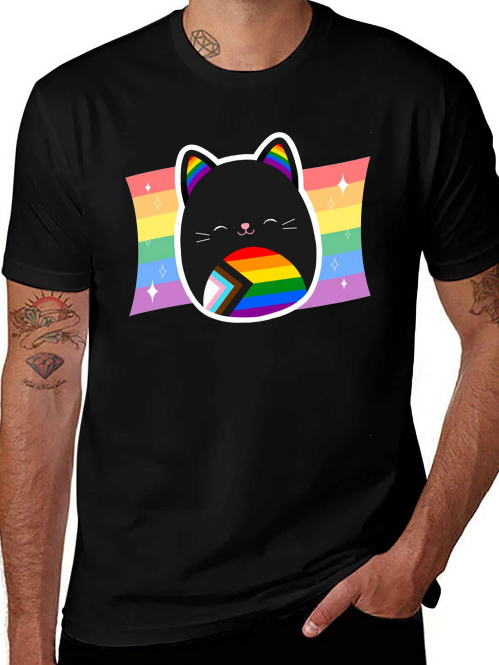 Pride Cat T-Shirt: Rainbow LGBTQ+ Support Tee