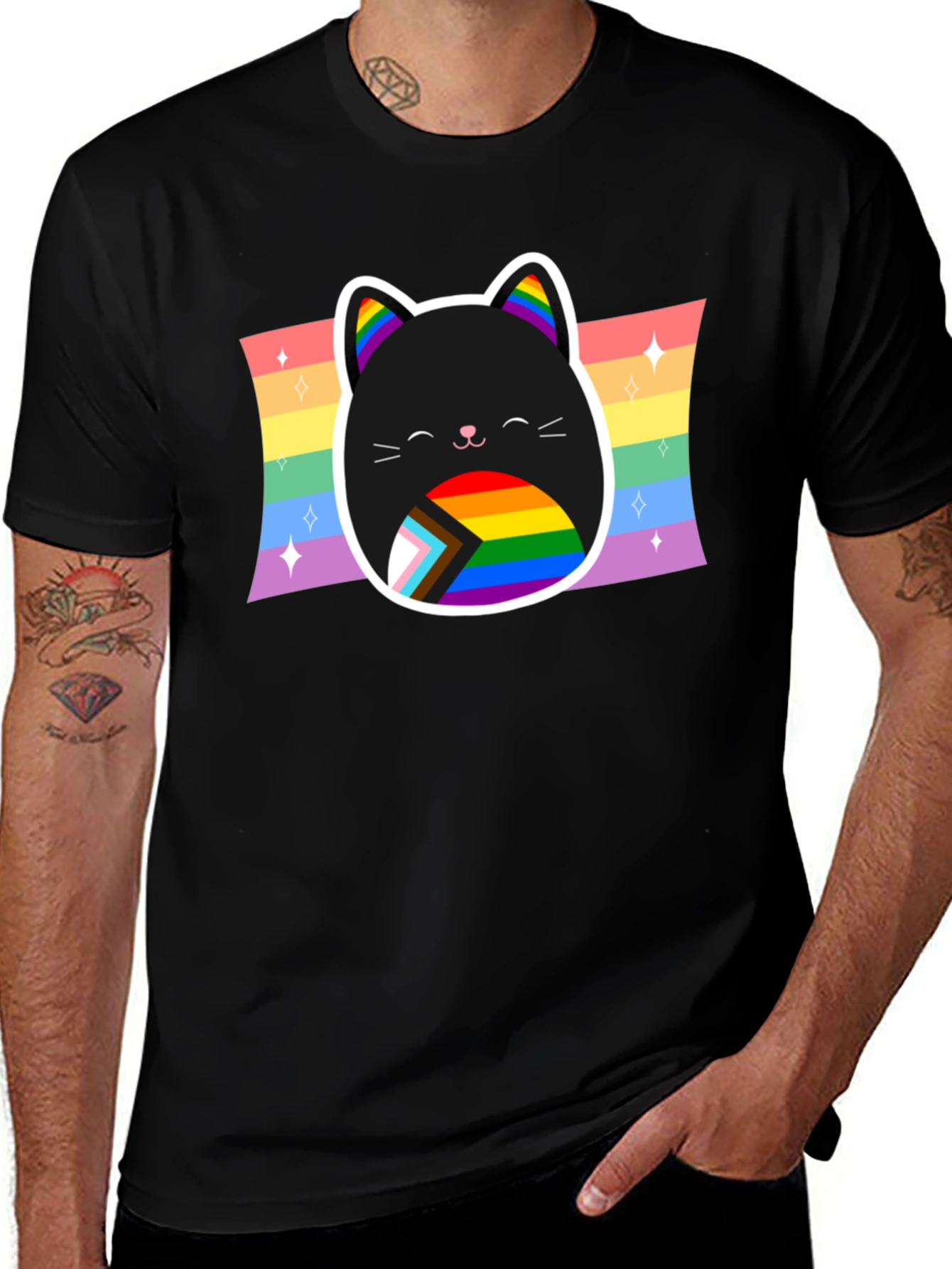 Pride Cat T-Shirt: Rainbow LGBTQ+ Support Tee
