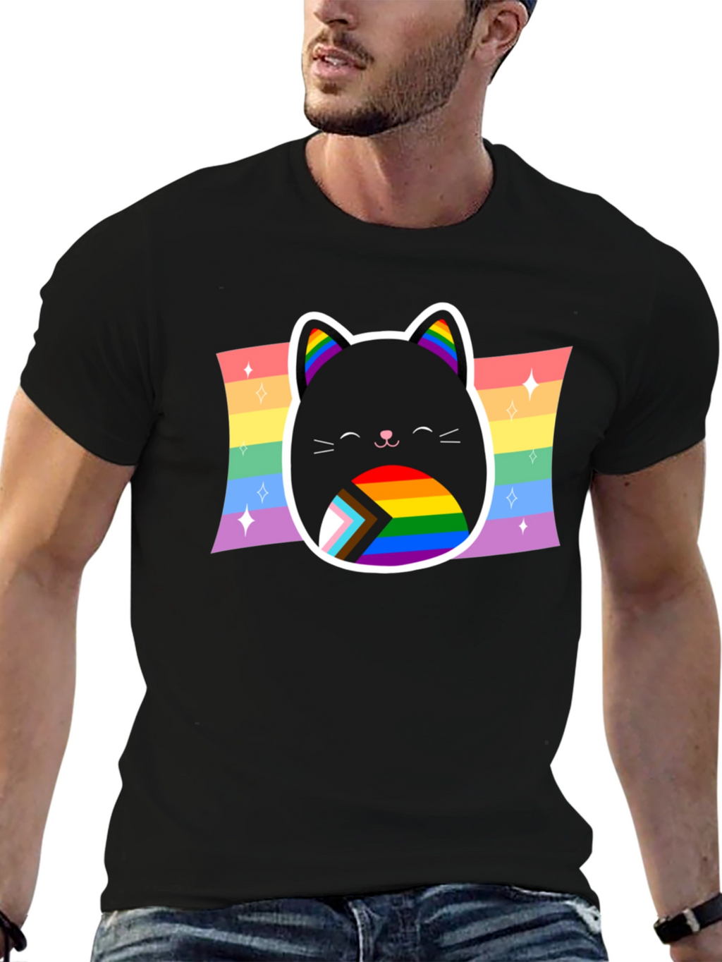 Pride Cat T-Shirt: Rainbow LGBTQ+ Support Tee