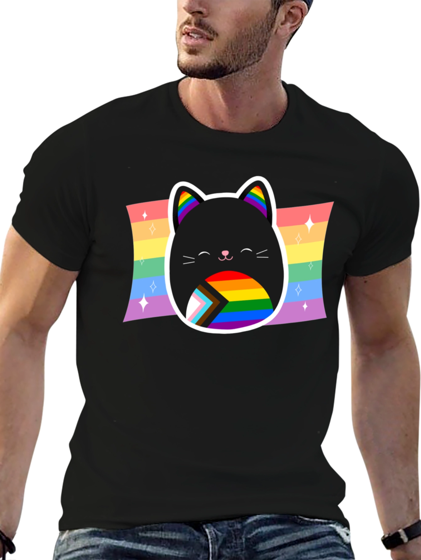 Pride Cat T-Shirt: Rainbow LGBTQ+ Support Tee