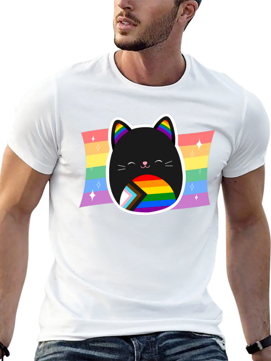 Pride Cat T-Shirt: Rainbow LGBTQ+ Support Tee