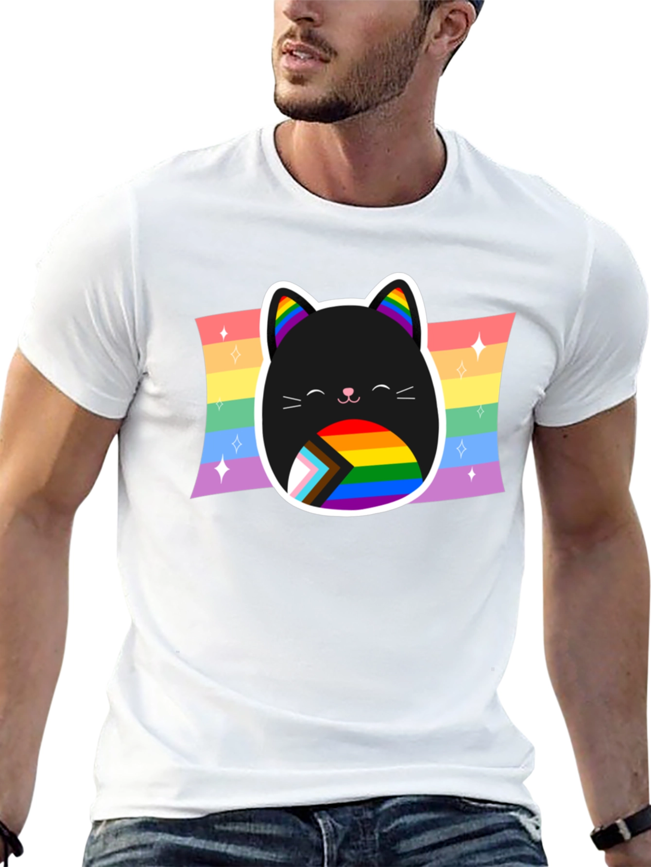 Pride Cat T-Shirt: Rainbow LGBTQ+ Support Tee