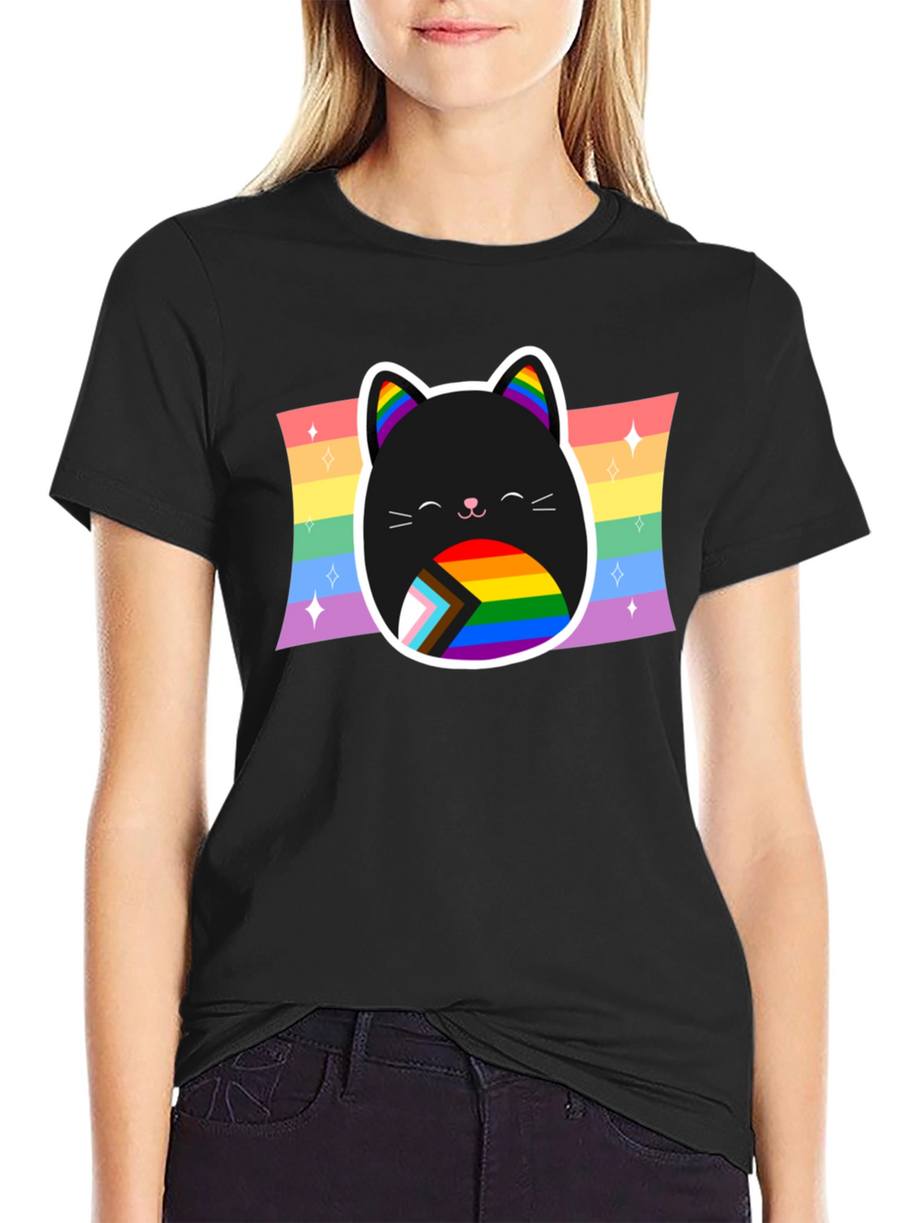 Pride Cat T-Shirt: Rainbow LGBTQ+ Support Tee