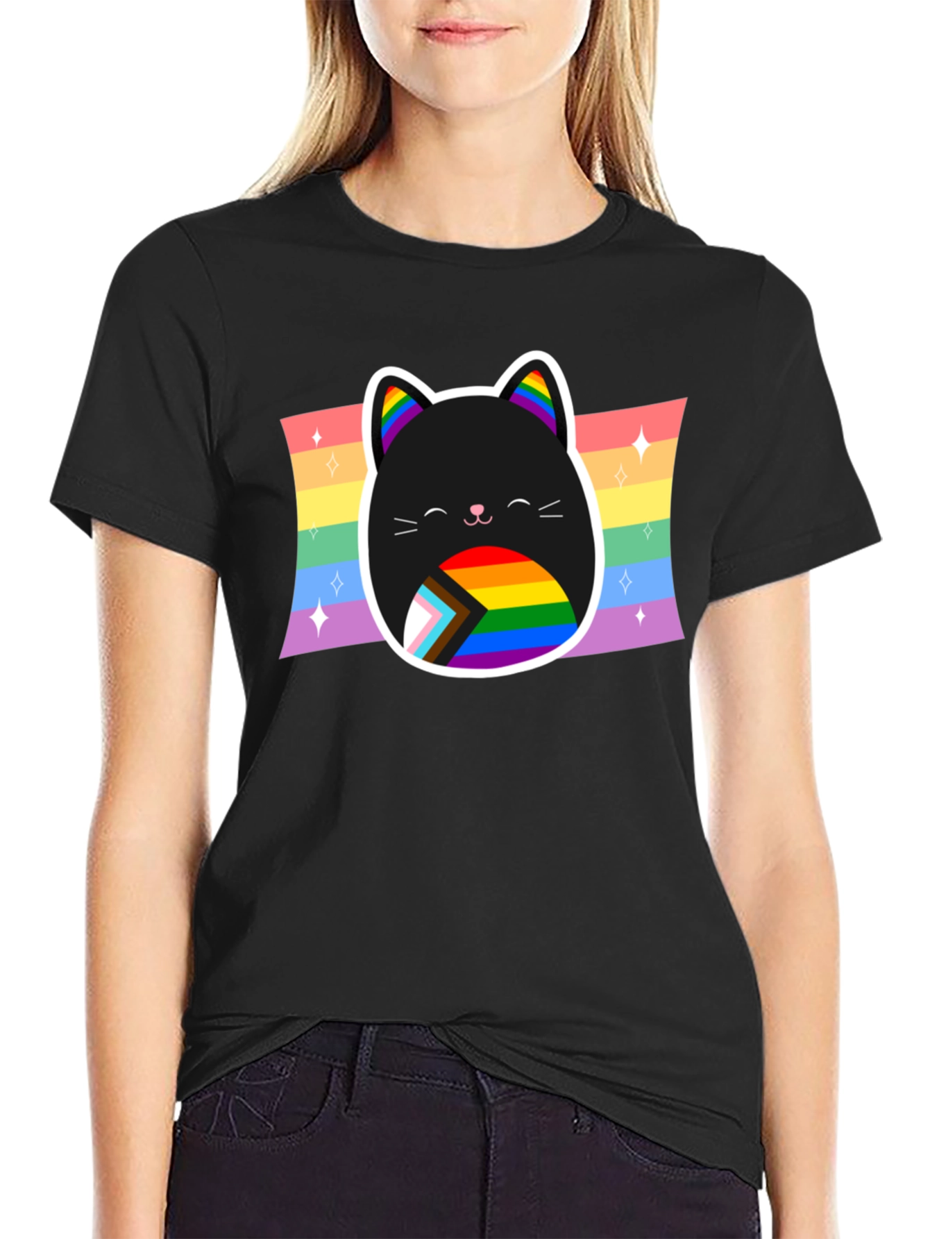 Pride Cat T-Shirt: Rainbow LGBTQ+ Support Tee