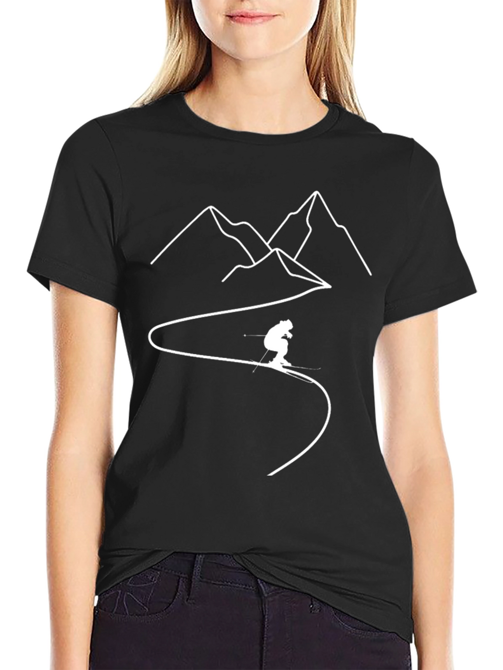 Mountain Skier Graphic Tee - Black