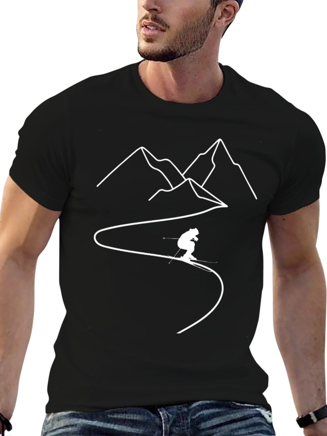 Mountain Skier Graphic Tee - Black