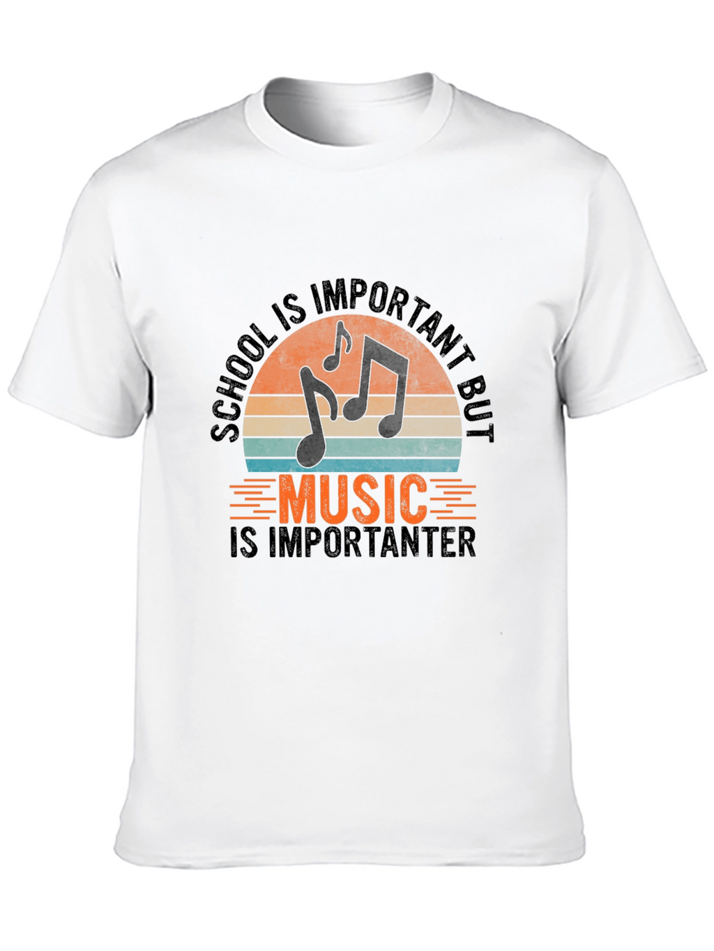 Music Is Importanter Black Graphic Tee
