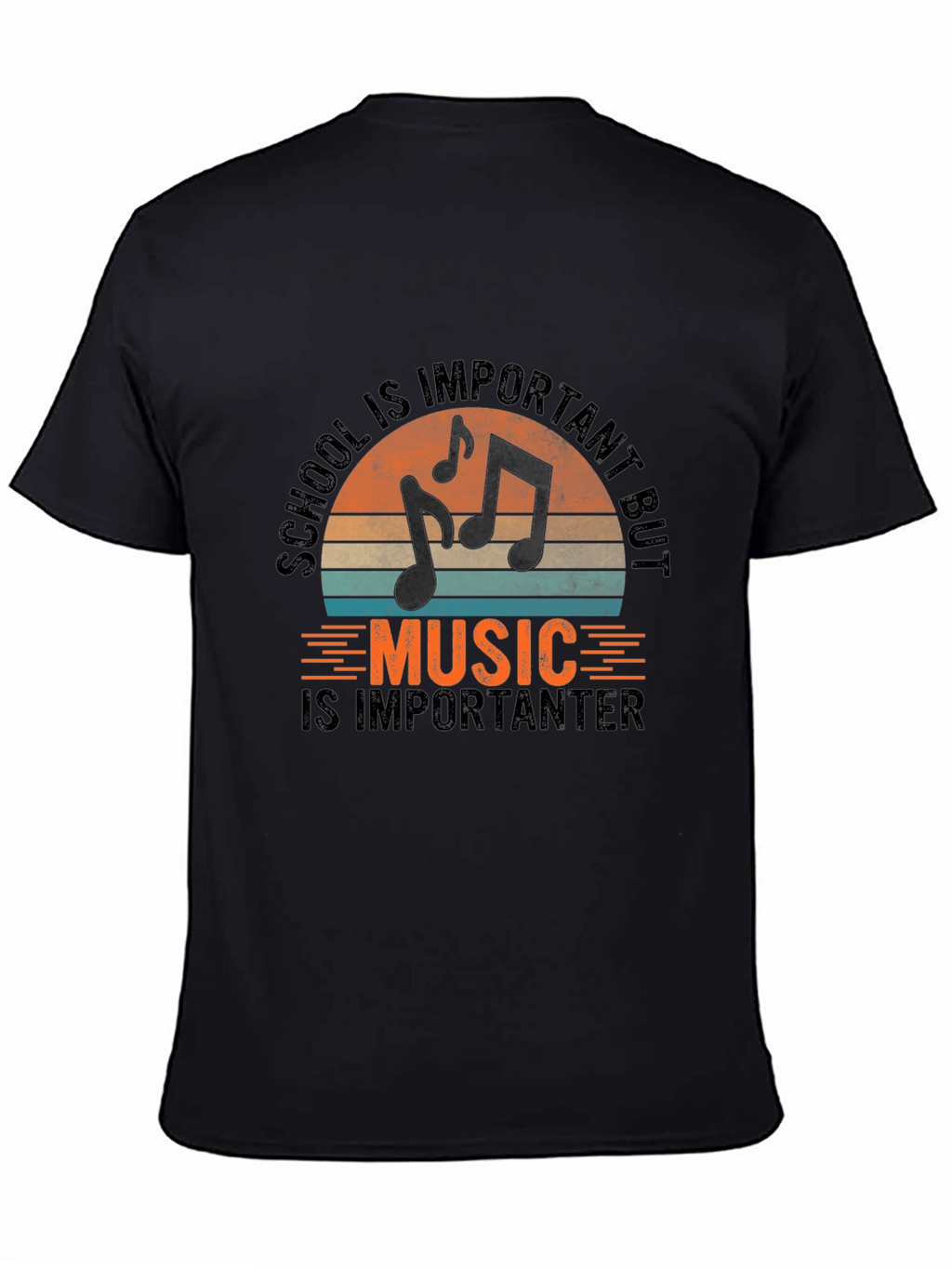 Music Is Importanter Black Graphic Tee