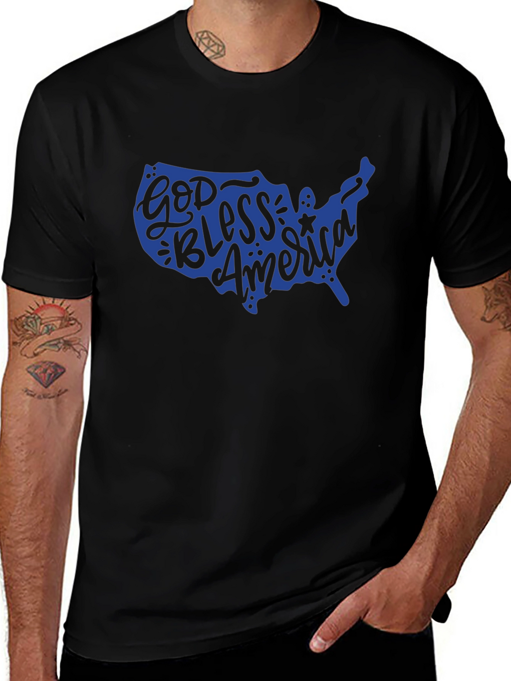 God Bless America USA Map Patriotic T-Shirt