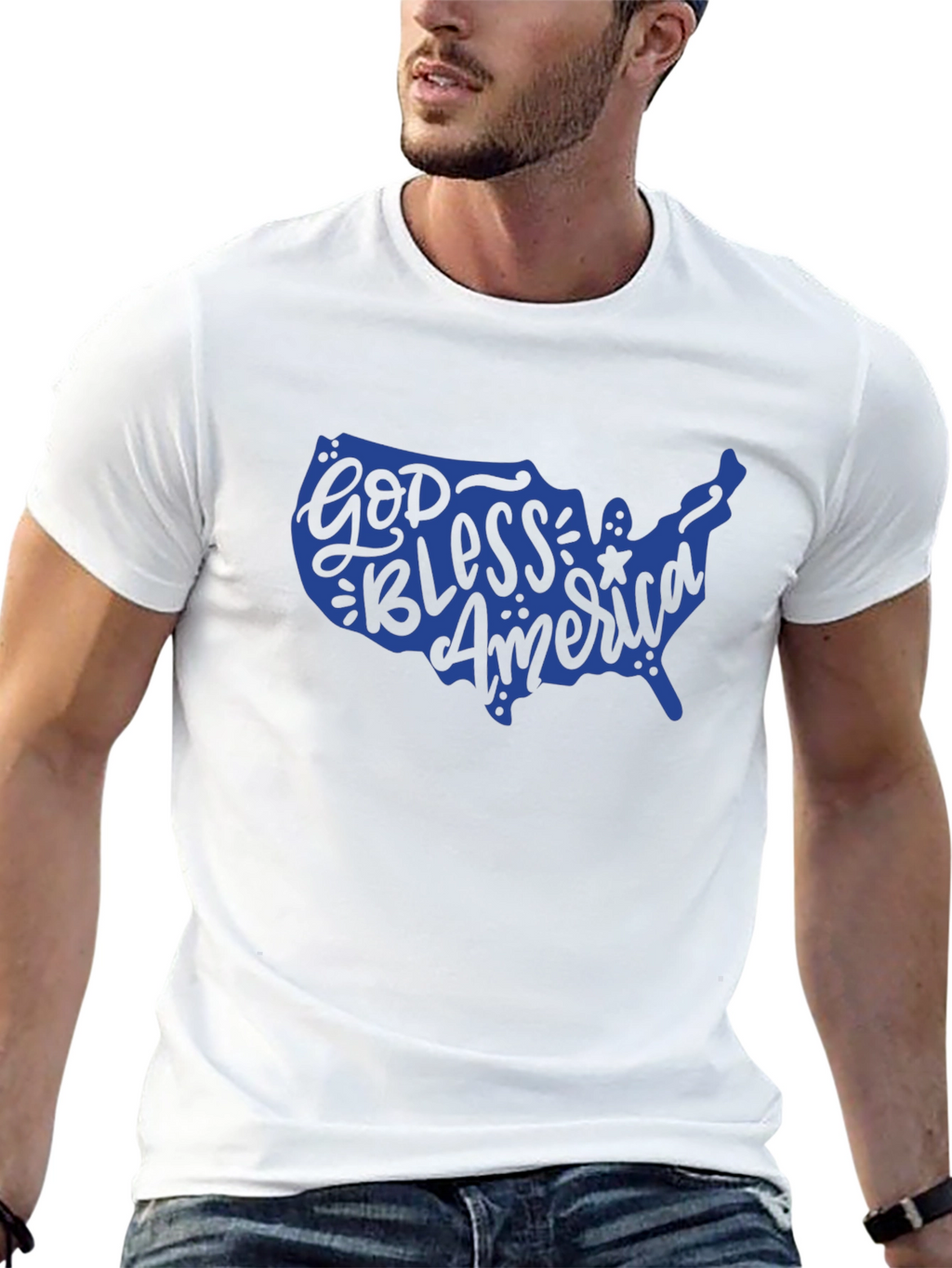 God Bless America USA Map Patriotic T-Shirt