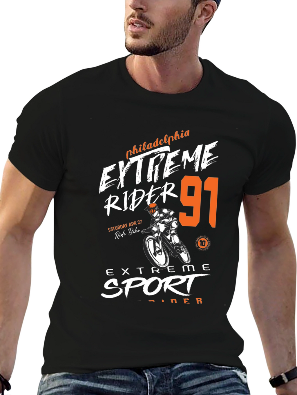 Extreme Rider 91 Black Graphic Tee