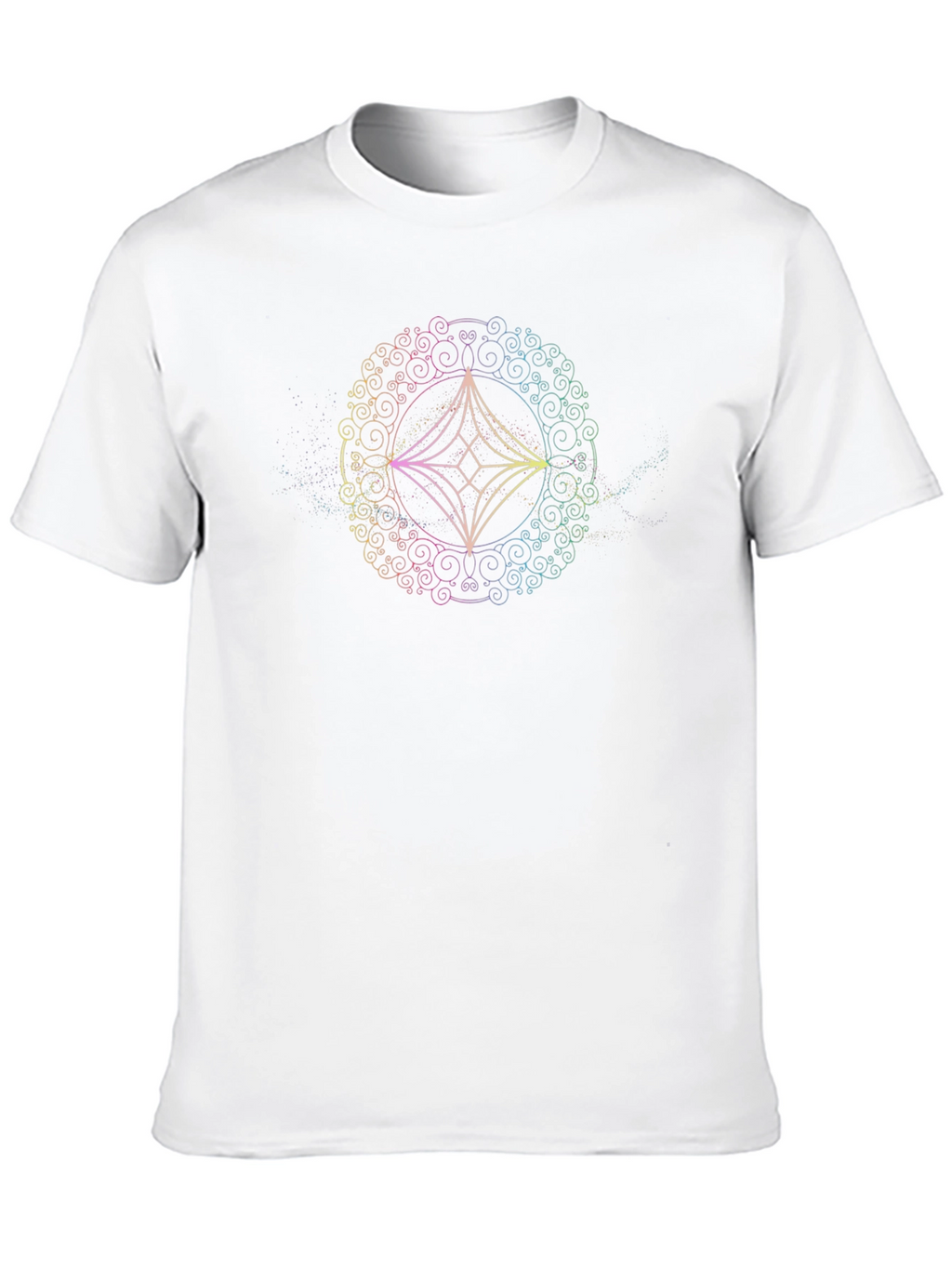 Rainbow Geometric Mandala Black T-Shirt