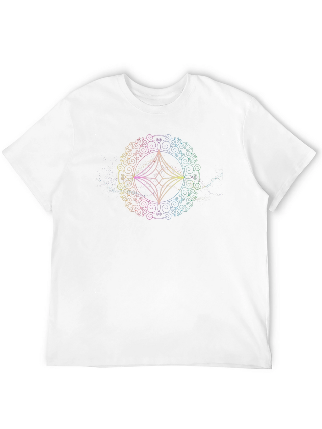 Rainbow Geometric Mandala Black T-Shirt