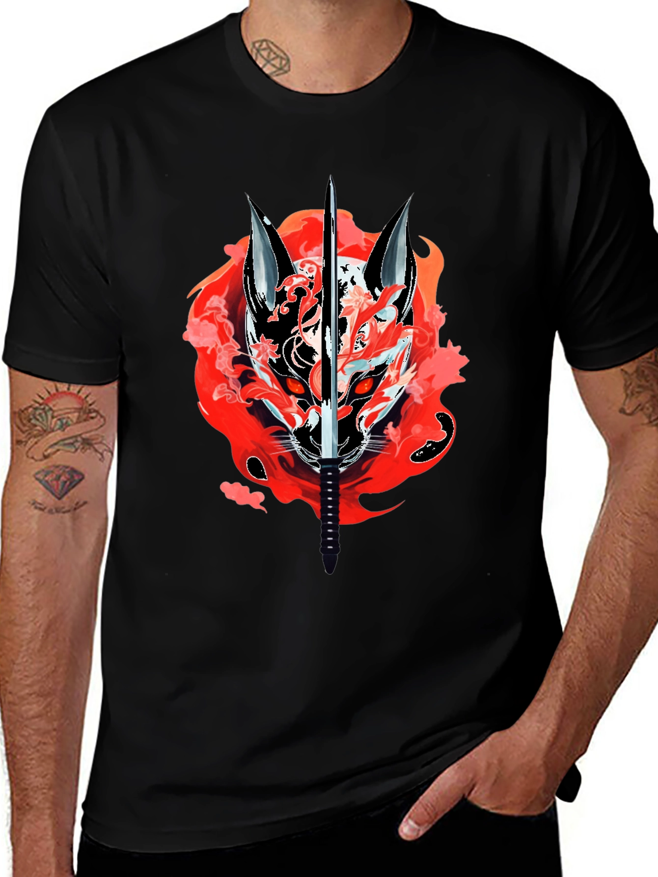 Samurai Fox T-Shirt - Edgy Graphic Tee