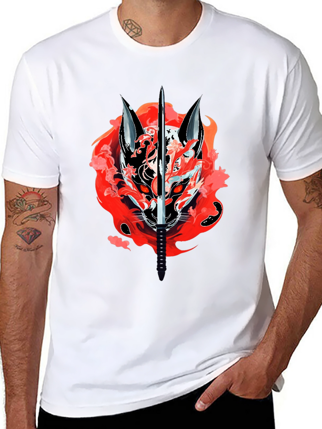 Samurai Fox T-Shirt - Edgy Graphic Tee